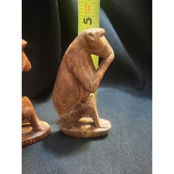 Vintage Hand Carved Wooden Monkeys - Picture 7 of 8